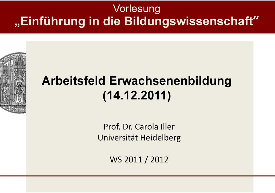 Erwachsenenbildung (14.12.2011) Prof.