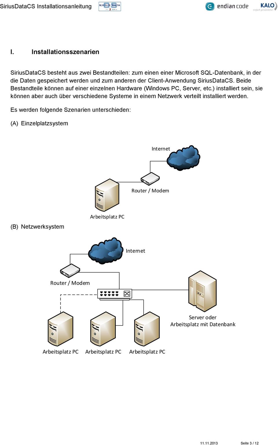 ) installiert sein, sie können aber auch über verschiedene Systeme in einem Netzwerk verteilt installiert werden.