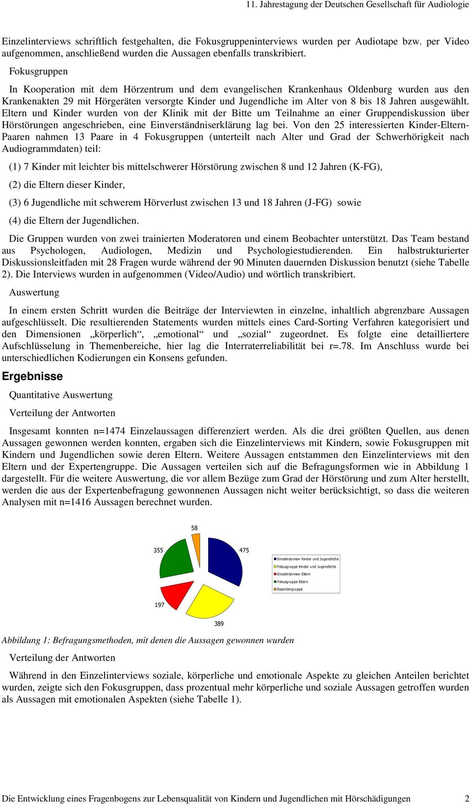 ausgewählt. Eltern und Kinder wurden von der Klinik mit der Bitte um Teilnahme an einer Gruppendiskussion über Hörstörungen angeschrieben, eine Einverständniserklärung lag bei.