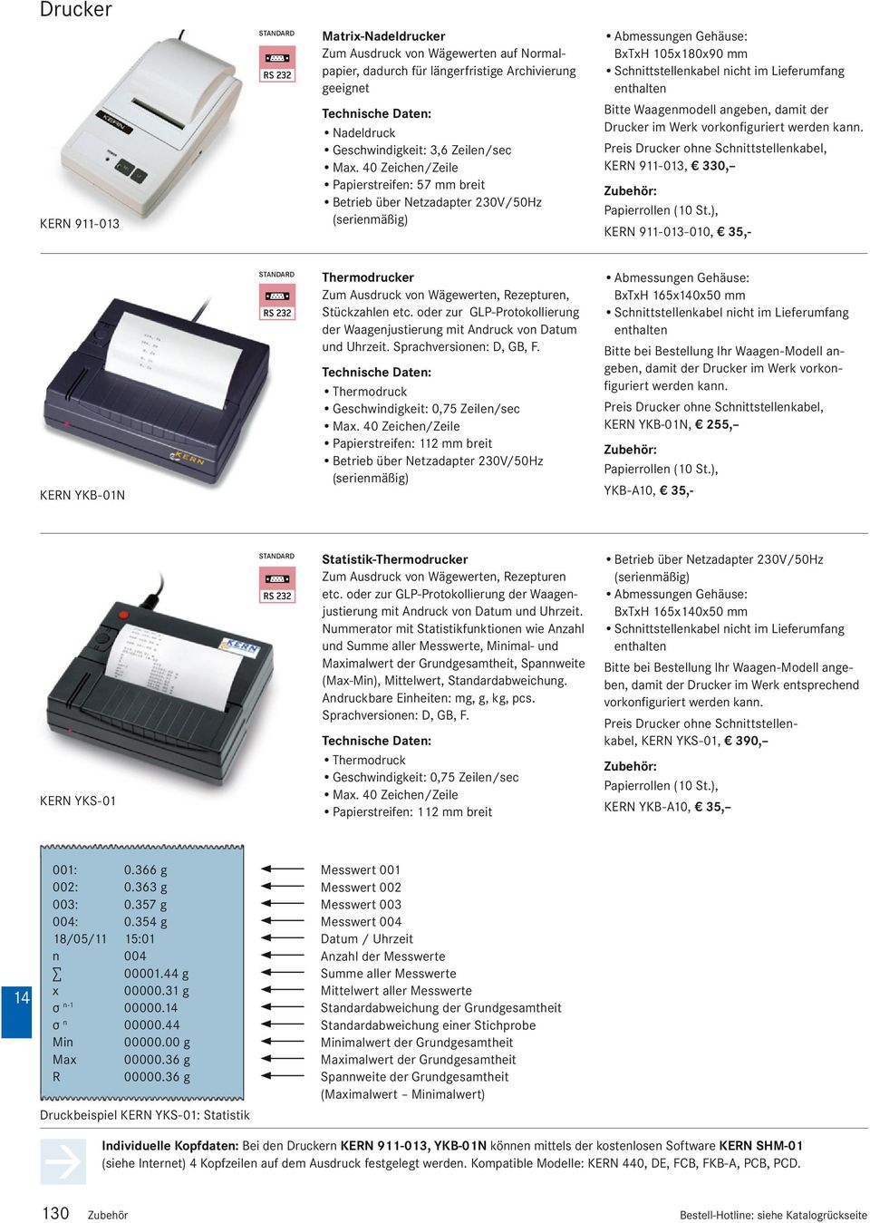 BxTxH 165x0x50 mm Statistik-Thermodrucker Zum Ausdruck von Wägewerten, Rezepturen etc. oder zur GLP-Protokollierung der Waagenjustierung mit Andruck von Datum und Uhrzeit.