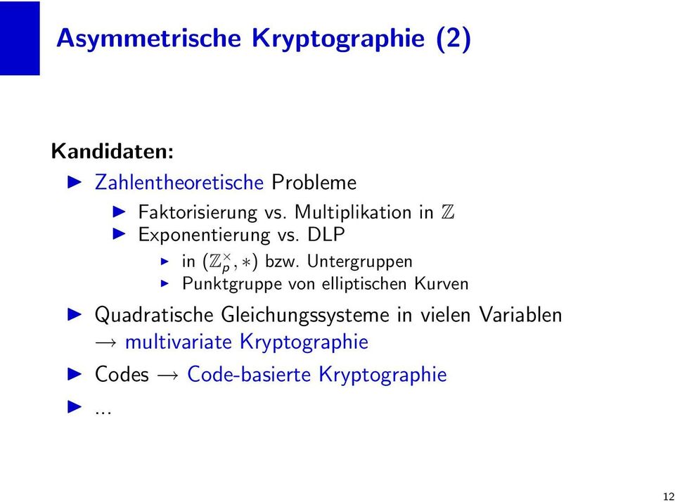 Untergruppen Punktgruppe von elliptischen Kurven Quadratische