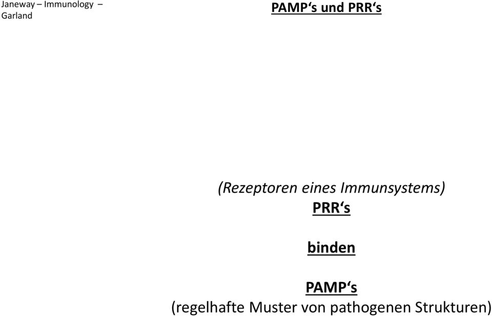 Immunsystems) PRR s binden PAMP s
