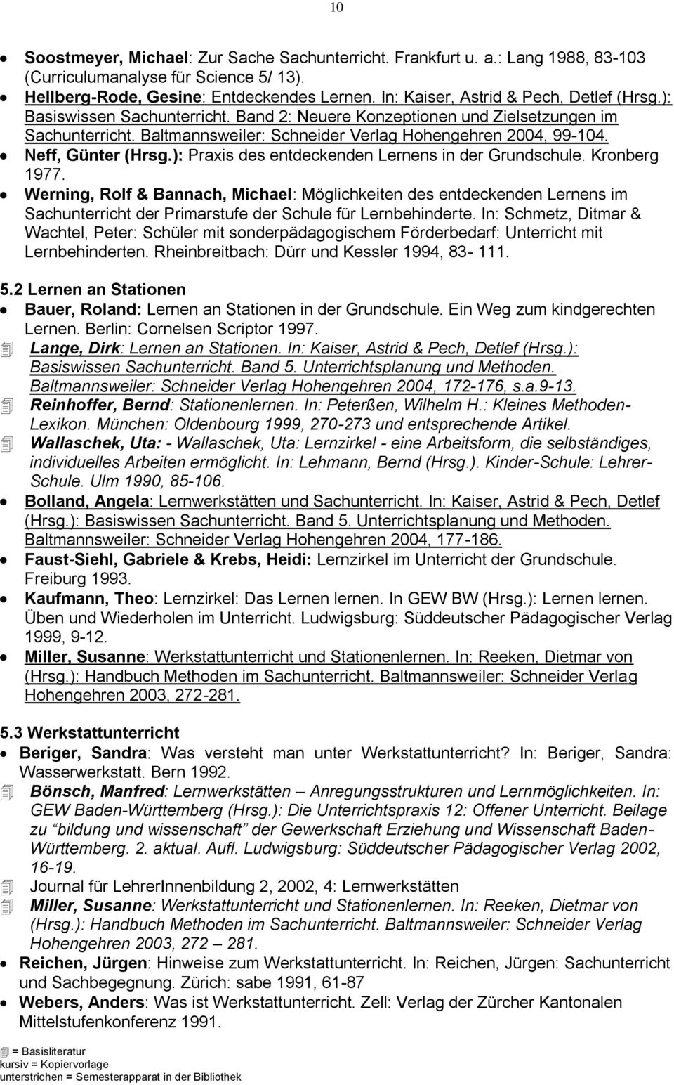 Neff, Günter (Hrsg.): Praxis des entdeckenden Lernens in der Grundschule. Kronberg 1977.