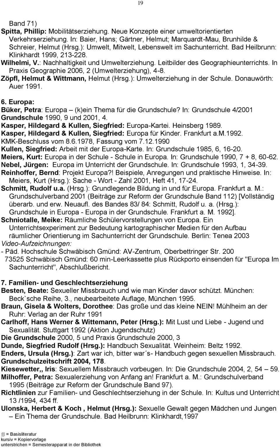 In Praxis Geographie 2006, 2 (Umwelterziehung), 4-8. Zöpfl, Helmut & Wittmann, Helmut (Hrsg.): Umwelterziehung in der Schule. Donauwörth: Auer 1991. 6.