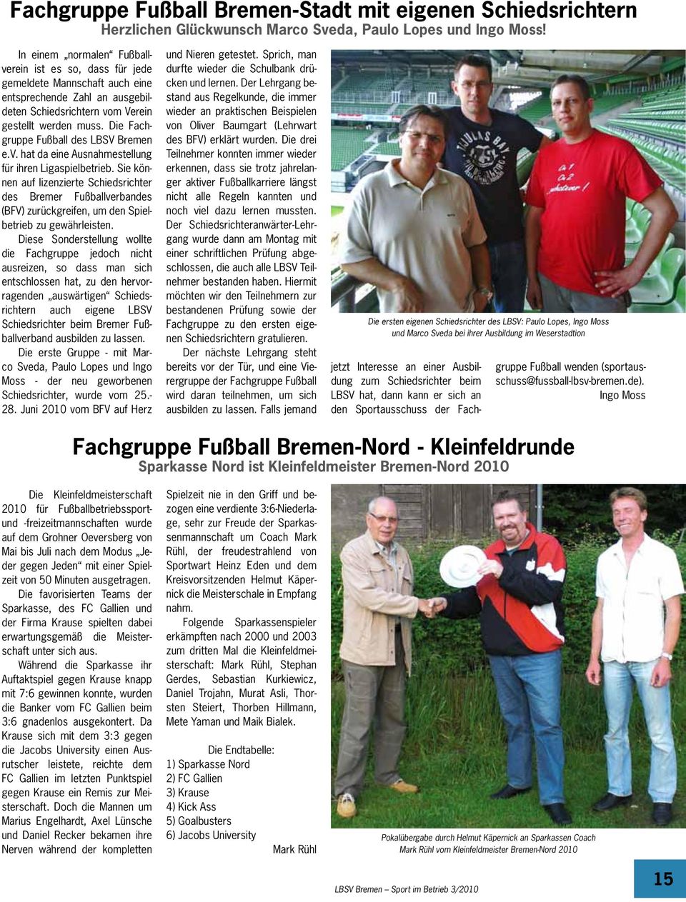 Die Fachgruppe Fußball des LBSV Bremen e.v. hat da eine Ausnahmestellung für ihren Ligaspielbetrieb.