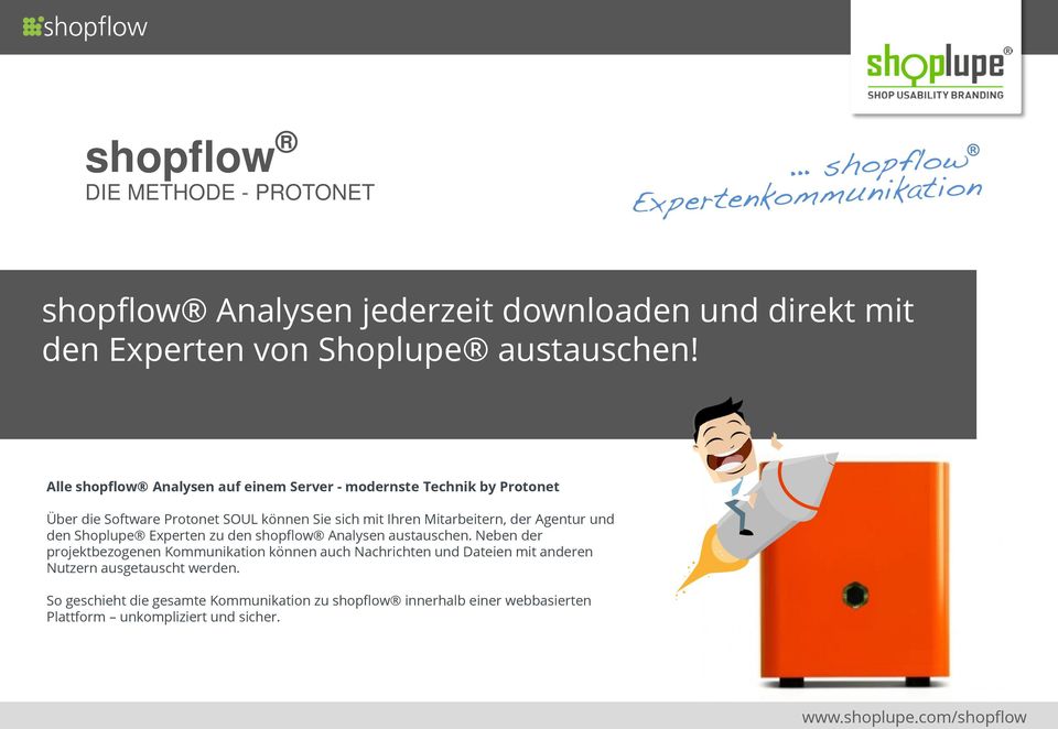 Mitarbeitern, der Agentur und den Shoplupe Experten zu den shopflow Analysen austauschen.