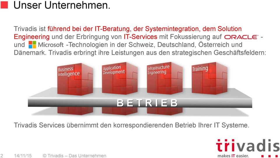 von IT-Services mit Fokussierung auf - und -Technologien in der Schweiz, Deutschland, Österreich und Dänemark.