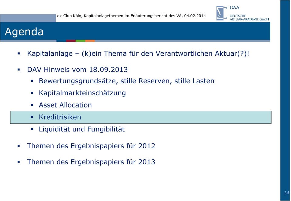 Kapitalmarkteinschätzung Asset Allocation Kreditrisiken Liquidität und