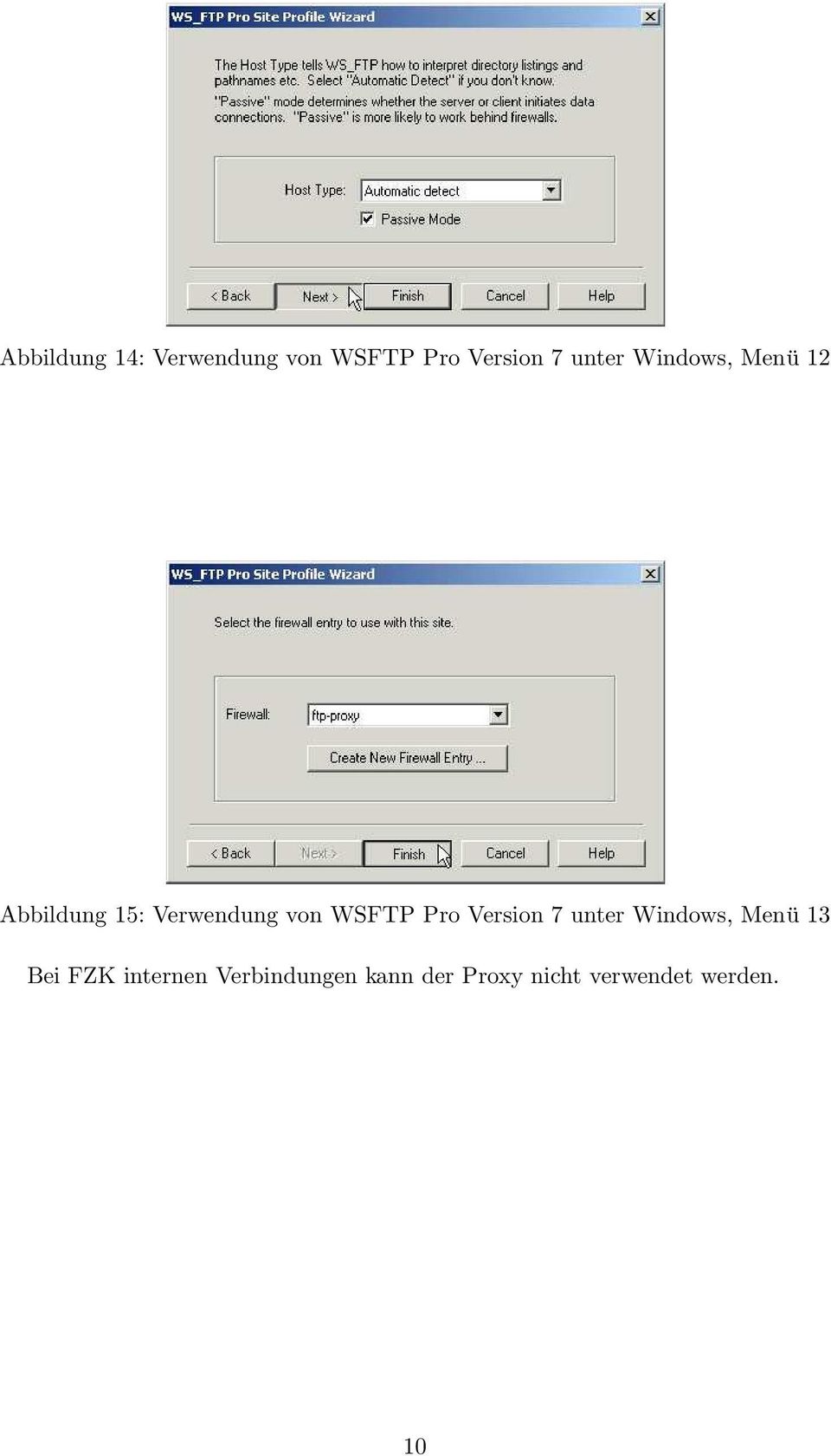 WSFTP Pro Version 7 unter Windows, Menü 13 Bei FZK