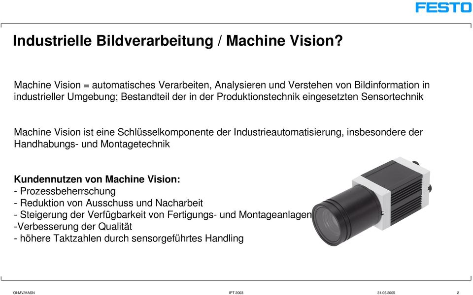 Produktionstechnik eingesetzten Sensortechnik Machine Vision ist eine Schlüsselkomponente der Industrieautomatisierung, insbesondere der Handhabungs- und