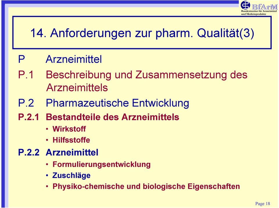 2 Pharmazeutische Entwicklung P.2.1 Bestandteile des Arzneimittels Wirkstoff Hilfsstoffe P.