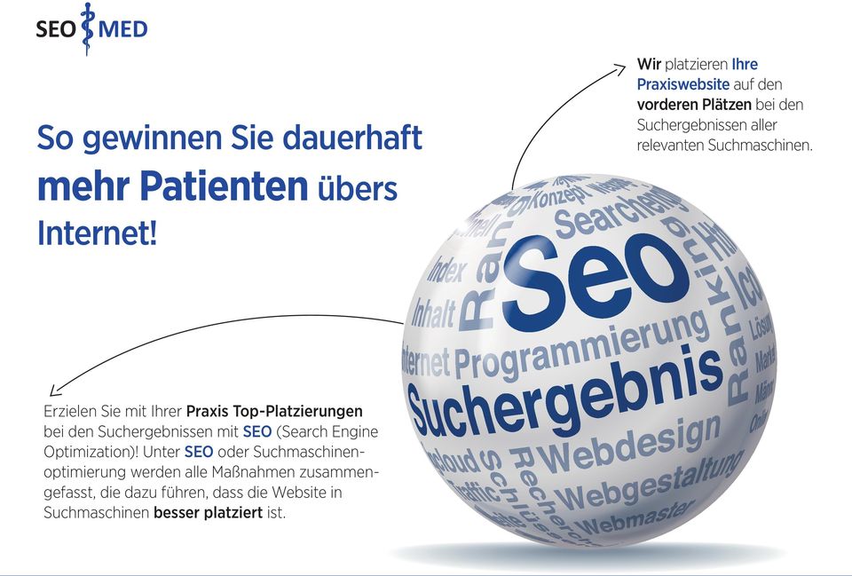 Erzielen Sie mit Ihrer Praxis Top-Platzierungen bei den Suchergebnissen mit SEO (Search Engine Optimization)!