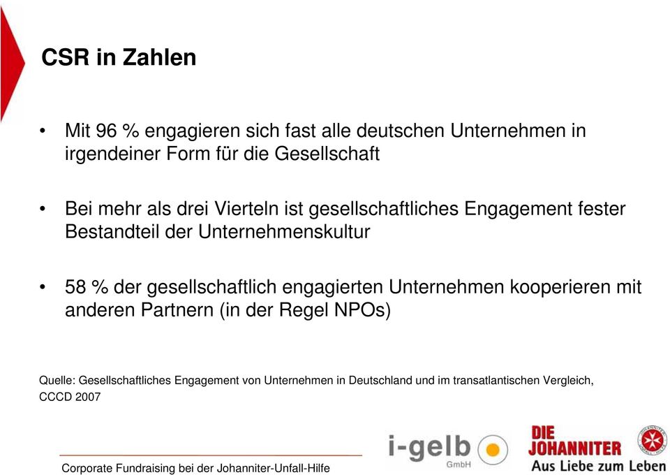 Unternehmenskultur 58 % der gesellschaftlich engagierten Unternehmen kooperieren mit anderen Partnern (in