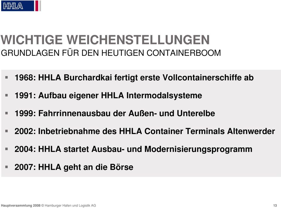 Fahrrinnenausbau der Außen- und Unterelbe 2002: Inbetriebnahme des HHLA Container Terminals