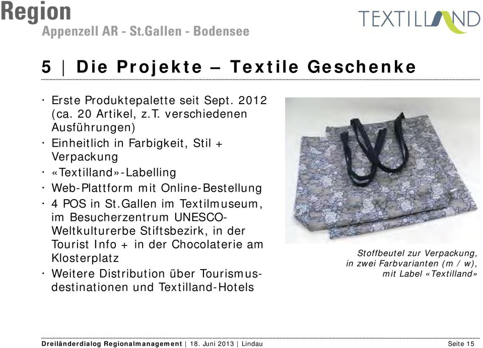 Verpackung «Textilland»-Labelling Web-Plattform mit Online-Bestellung 4 POS in St.