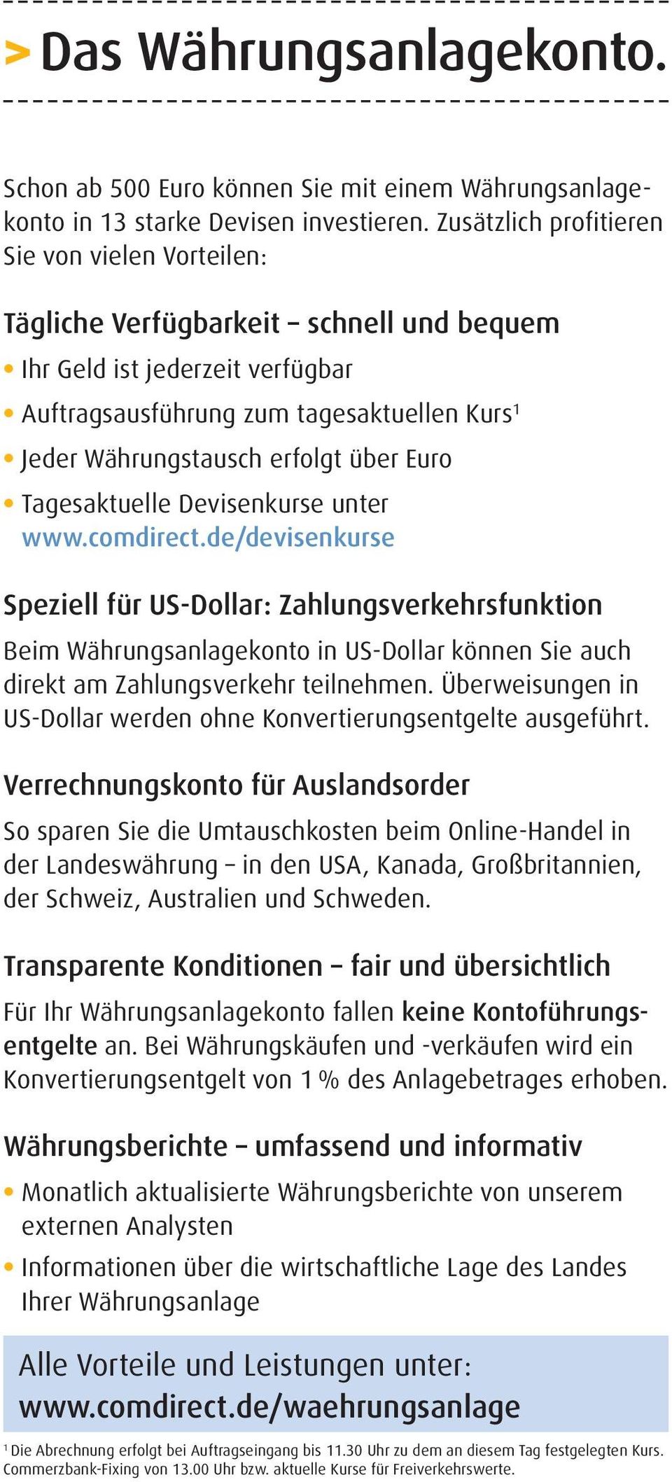 über Euro Tagesaktuelle Devisenkurse unter www.comdirect.