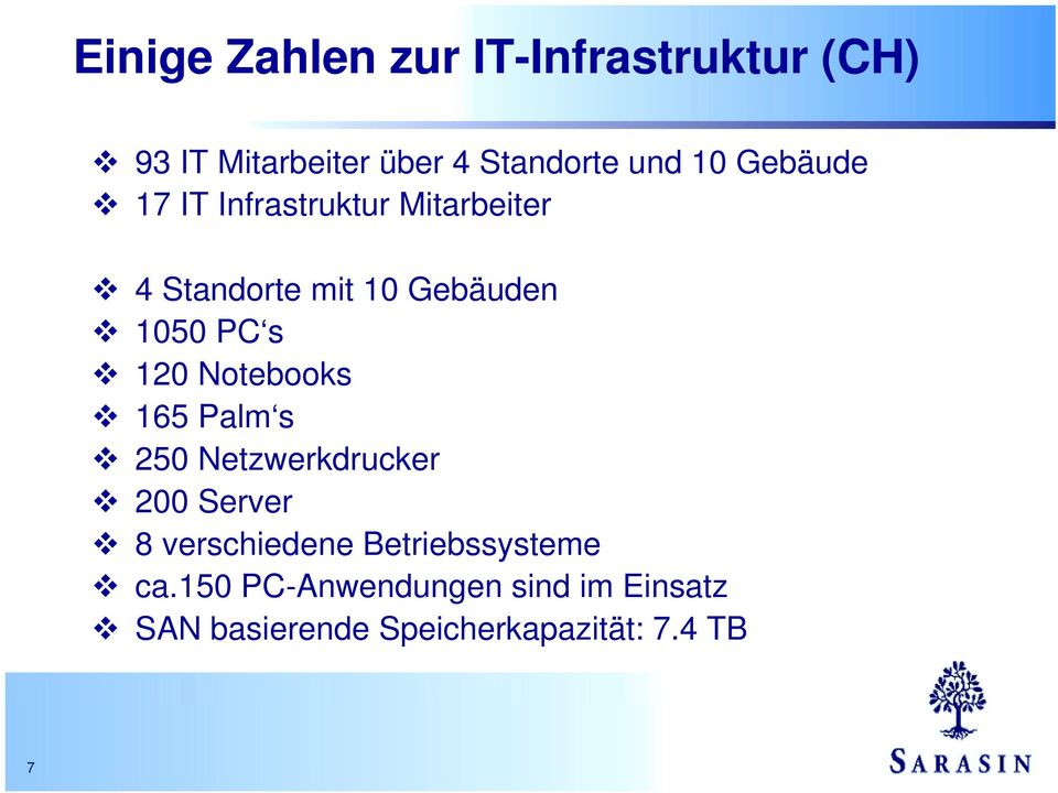 Notebooks 165 Palm s 250 Netzwerkdrucker 200 Server 8 verschiedene