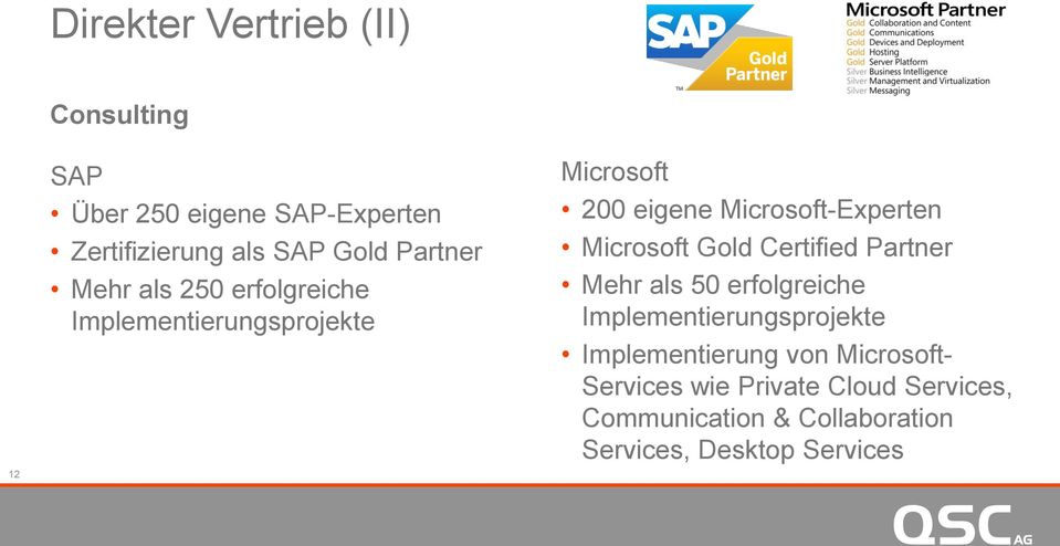 Microsoft Gold Certified Partner Mehr als 50 erfolgreiche Implementierungsprojekte Implementierung