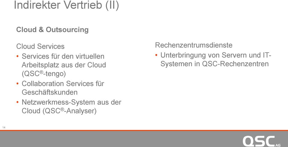 Geschäftskunden Netzwerkmess-System aus der Cloud (QSC -Analyser)