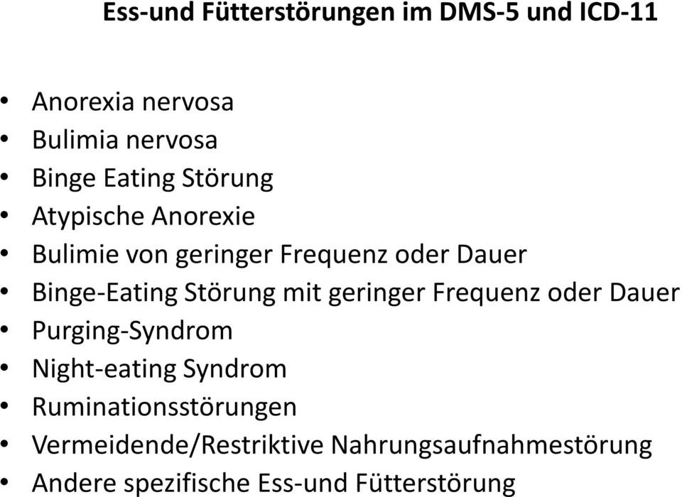 mit geringer Frequenz oder Dauer Purging-Syndrom Night-eating Syndrom