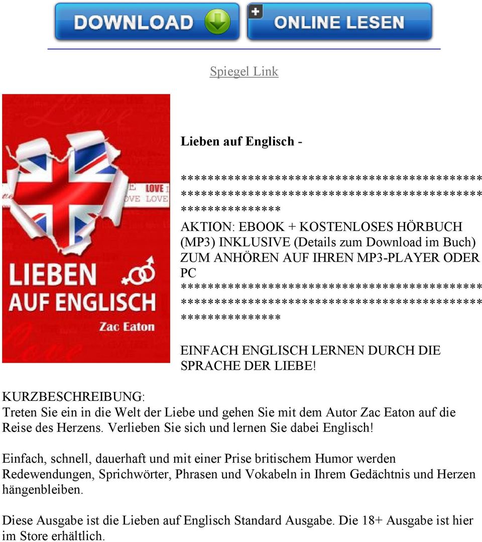 Verlieben Sie sich und lernen Sie dabei Englisch!