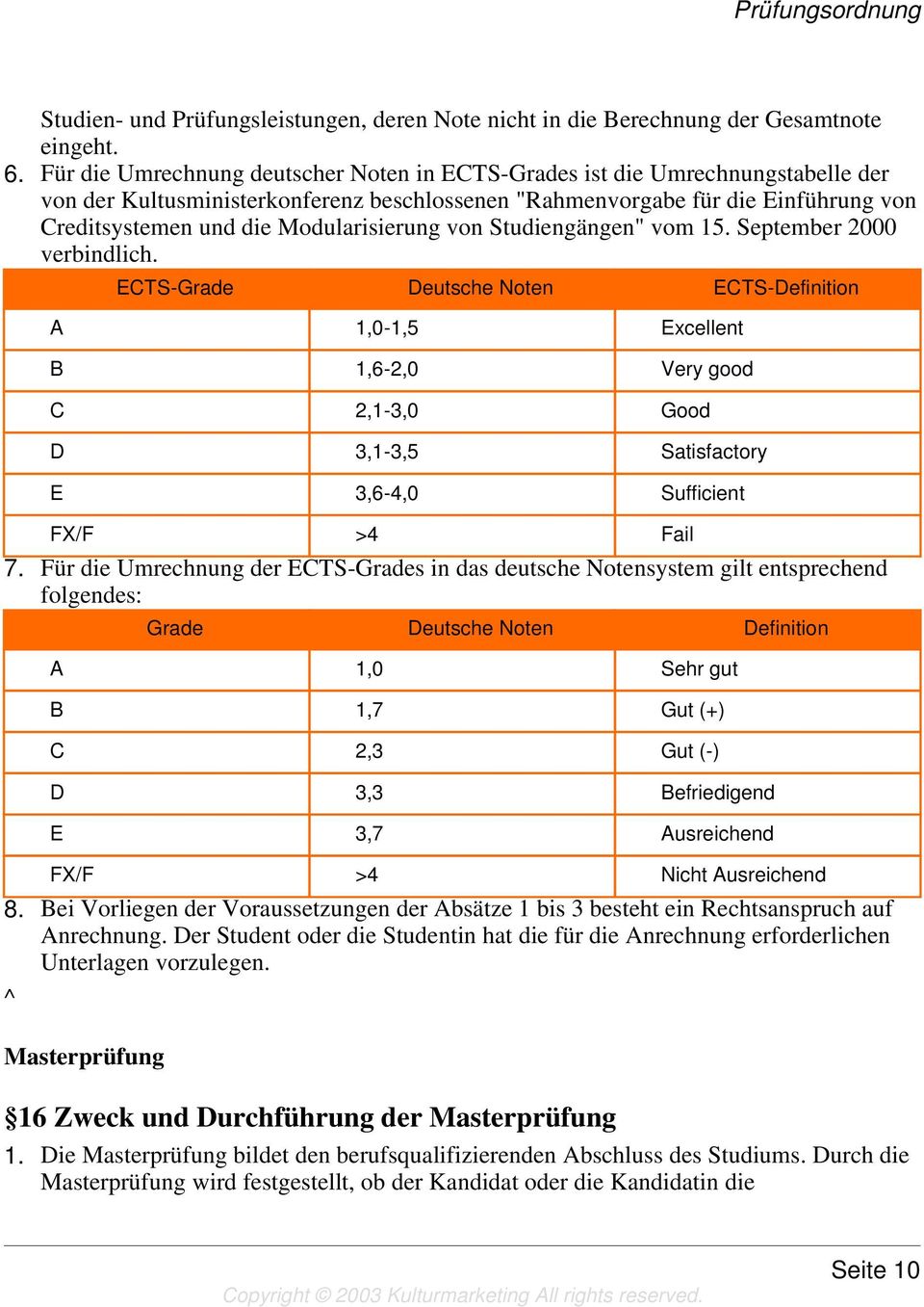Modularisierung von Studiengängen" vom 15. September 2000 verbindlich.
