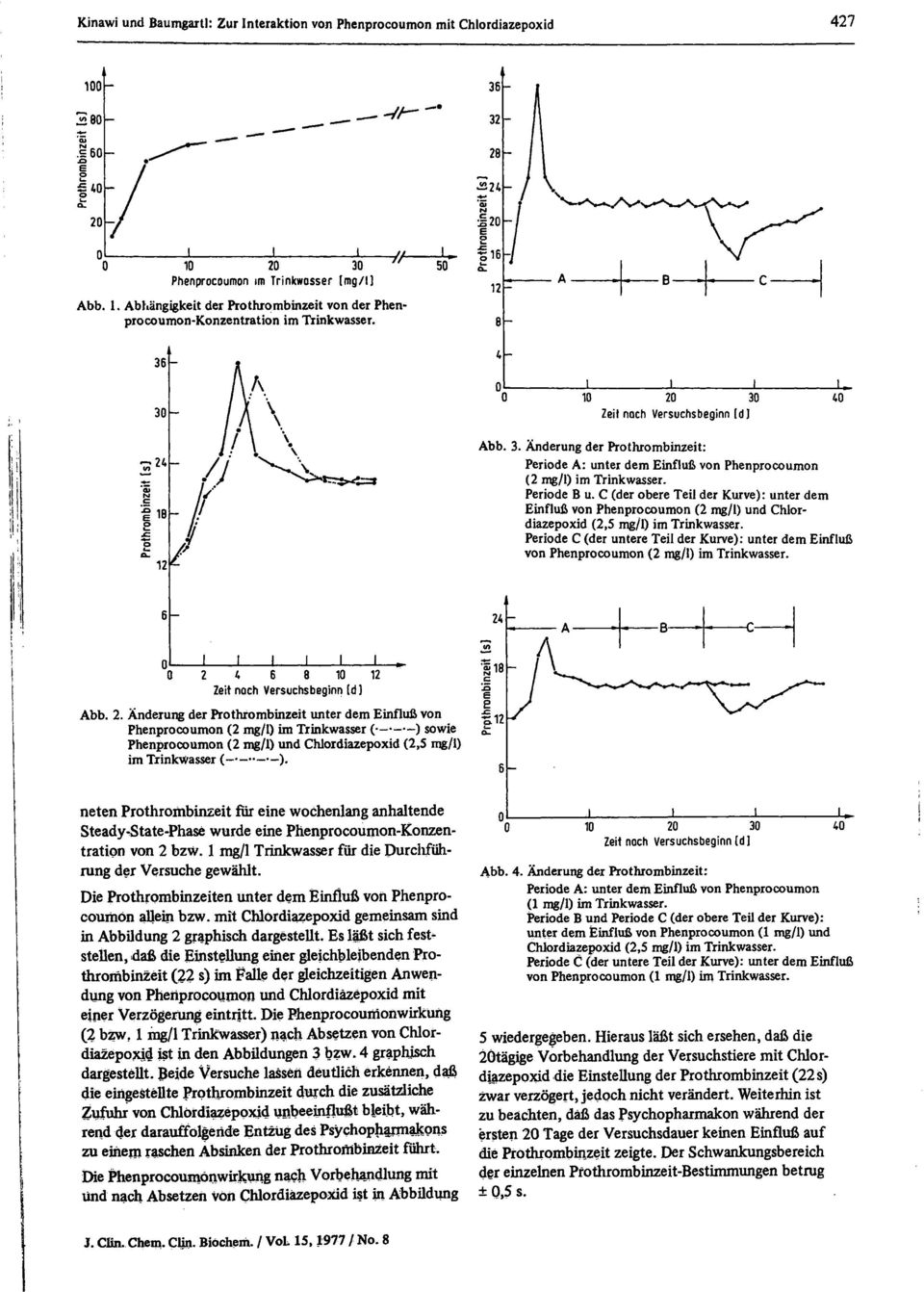 C (der obere Teil der Kurve): unter dem Einfluß von Phenprocoumon (2 mg/l) und Chlordiazepoxid (2,5 mg/1) im Trinkwasser.