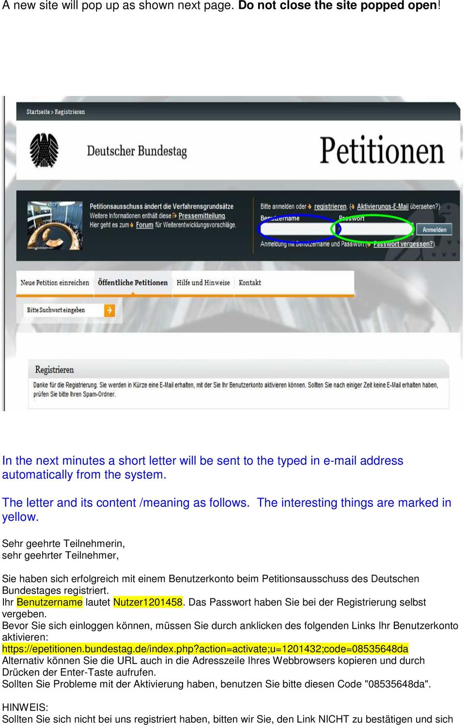Sehr geehrte Teilnehmerin, sehr geehrter Teilnehmer, Sie haben sich erfolgreich mit einem Benutzerkonto beim Petitionsausschuss des Deutschen Bundestages registriert.