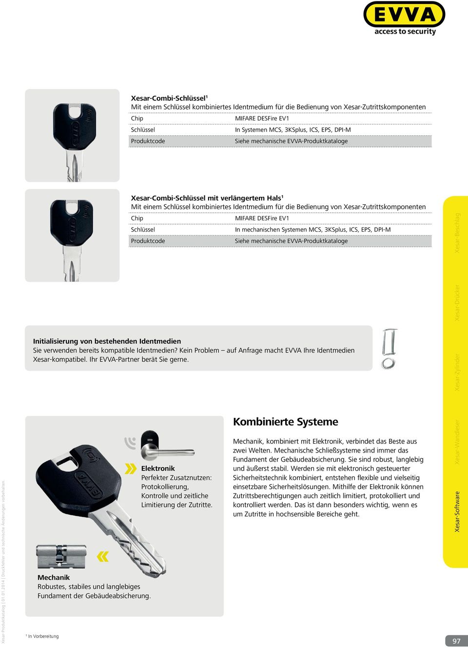 Schlüssel In mechanischen Systemen MCS, 3KSplus, ICS, EPS, DPI-M Siehe mechanische EVVA-Produktkataloge Initialisierung von bestehenden Identmedien Sie verwenden bereits kompatible Identmedien?