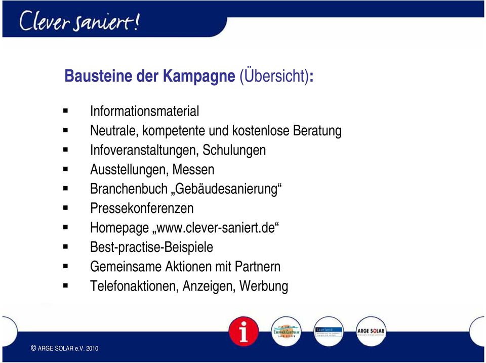 Branchenbuch Gebäudesanierung Pressekonferenzen Homepage www.clever-saniert.