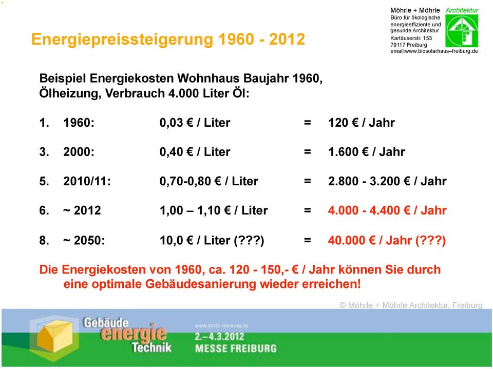 2010/11: 0,70-0,80 / Liter = 2.800-3.200 / Jahr 6. ~ 2012 1,00 1,10 / Liter = 4.000-4.400 / Jahr 8.