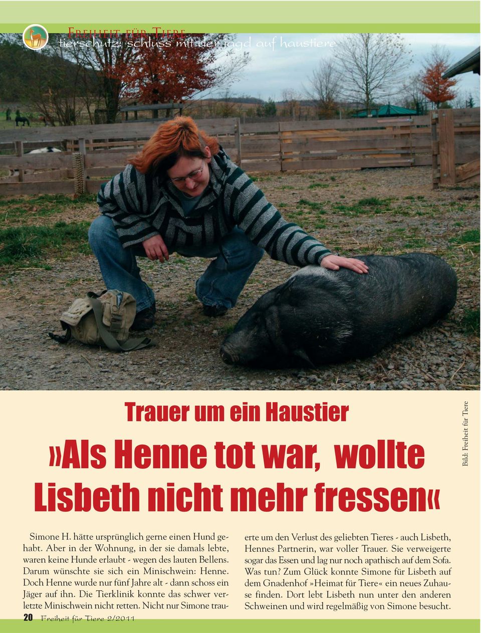 Doch Henne wurde nur fünf Jahre alt - dann schoss ein Jäger auf ihn. Die Tierklinik konnte das schwer verletzte Minischwein nicht retten.