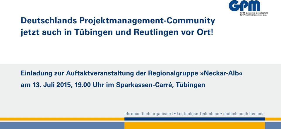 Einladung zur Auftaktveranstaltung der Regionalgruppe»Neckar-Alb«am
