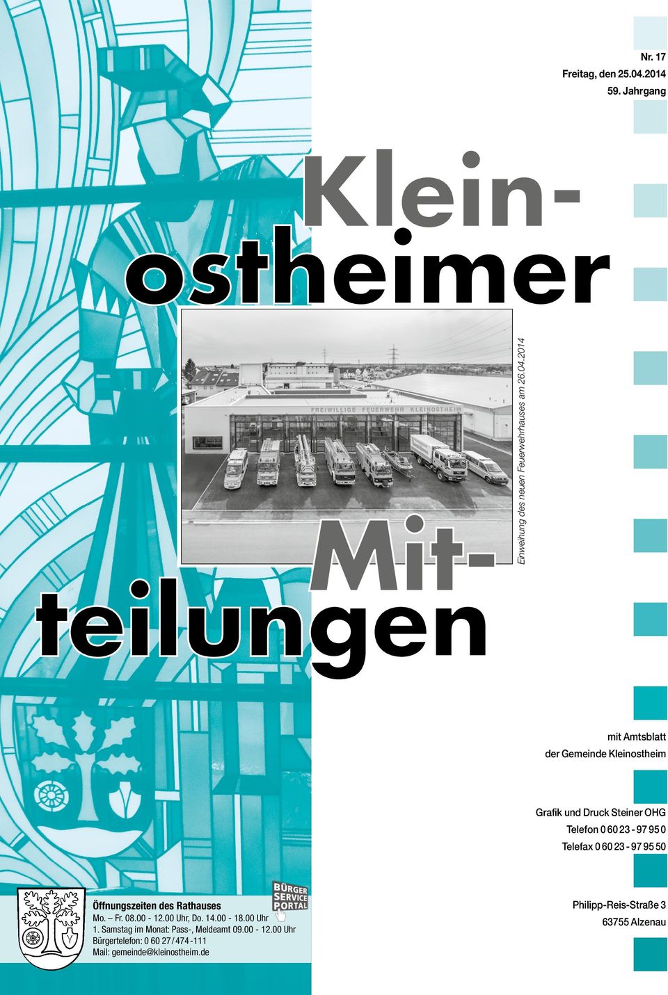 2014 mt Amtsblatt der Gemende Klenosthem Grafk und Druck Stener OHG Telefon 0 60 23-97 95 0 Telefax 0 60 23-97