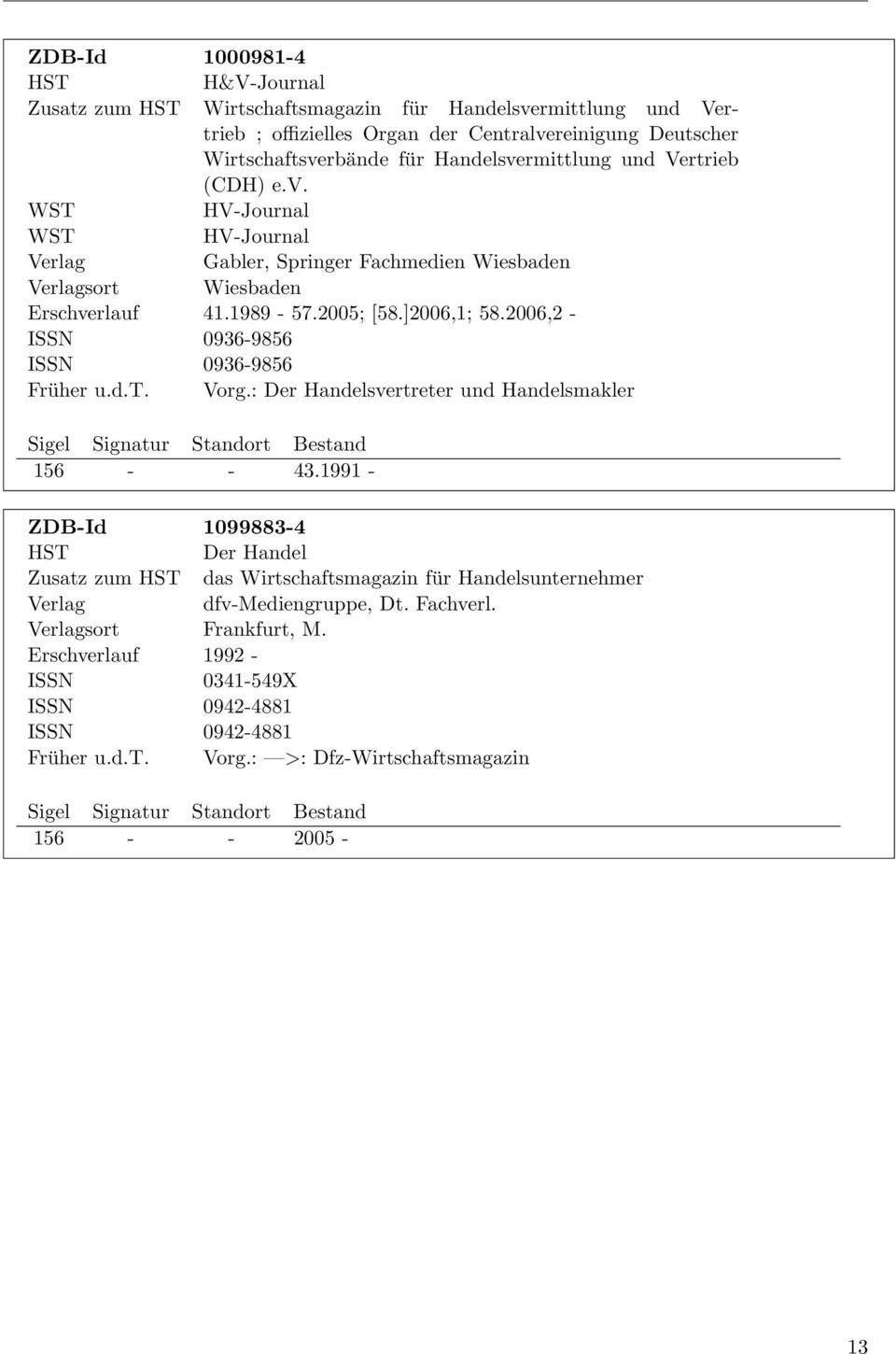 2006,2 - ISSN 0936-9856 ISSN 0936-9856 Früher u.d.t. Vorg.: Der Handelsvertreter und Handelsmakler 156 - - 43.