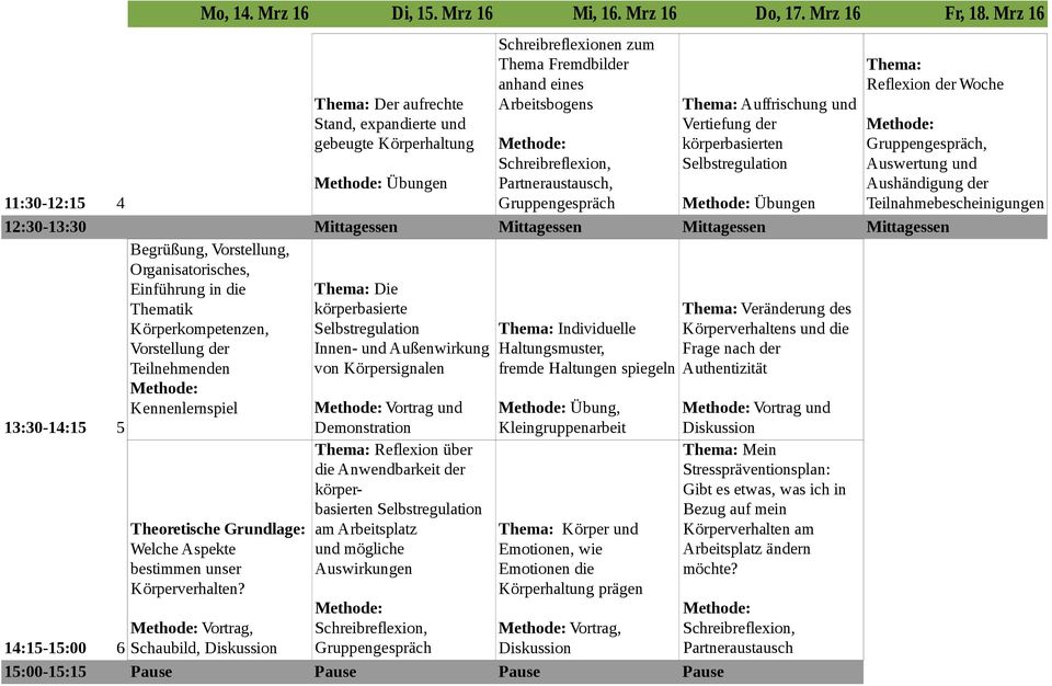 der Teilnehmenden Kennenlernspiel 13:30-14:15 14:15-15:00 15:00-15:15 Mi, 16.