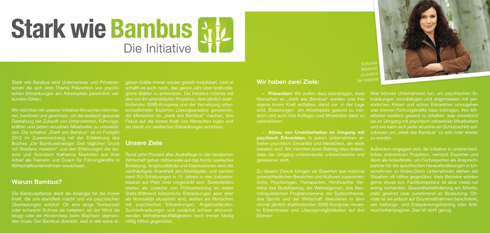 unterstützen. Die Initiative Stark wie Bambus ist im Frühjahr 2012 im Zusammenhang mit der Entstehung des Buches Die Bambusstrategie.