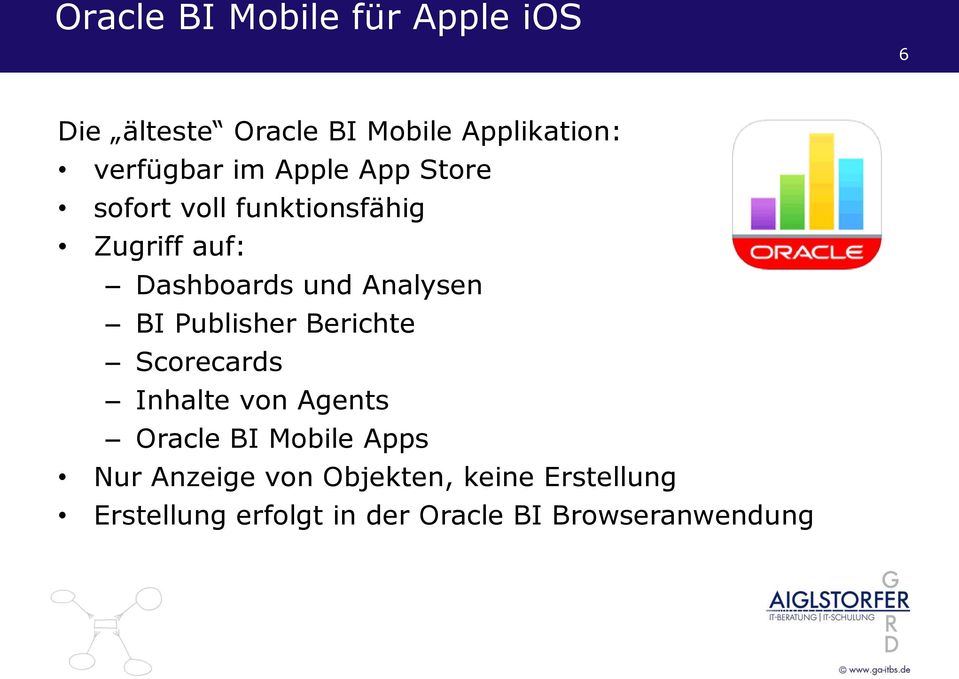 BI Publisher Berichte Scorecards Inhalte von Agents Oracle BI Mobile Apps Nur