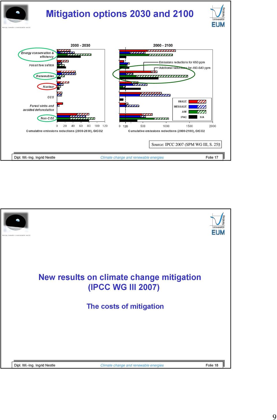 Ingrid Nestle Climate change and renewable energies Folie 17 New results on climate change mitigation (IPCC WG III
