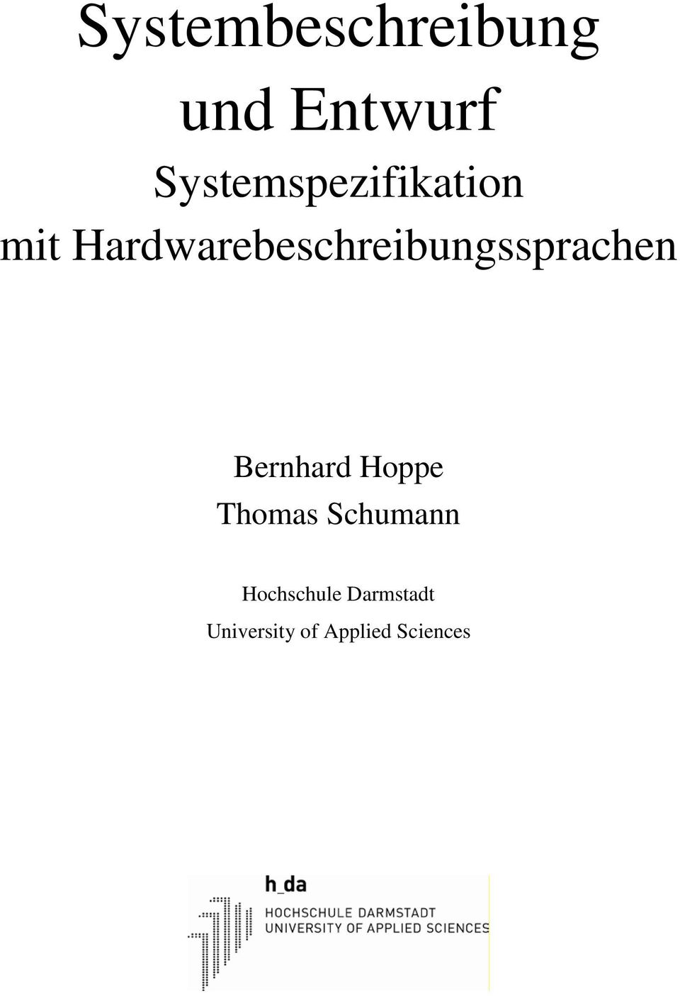 Hardwarebeschreibungssprachen Bernhard