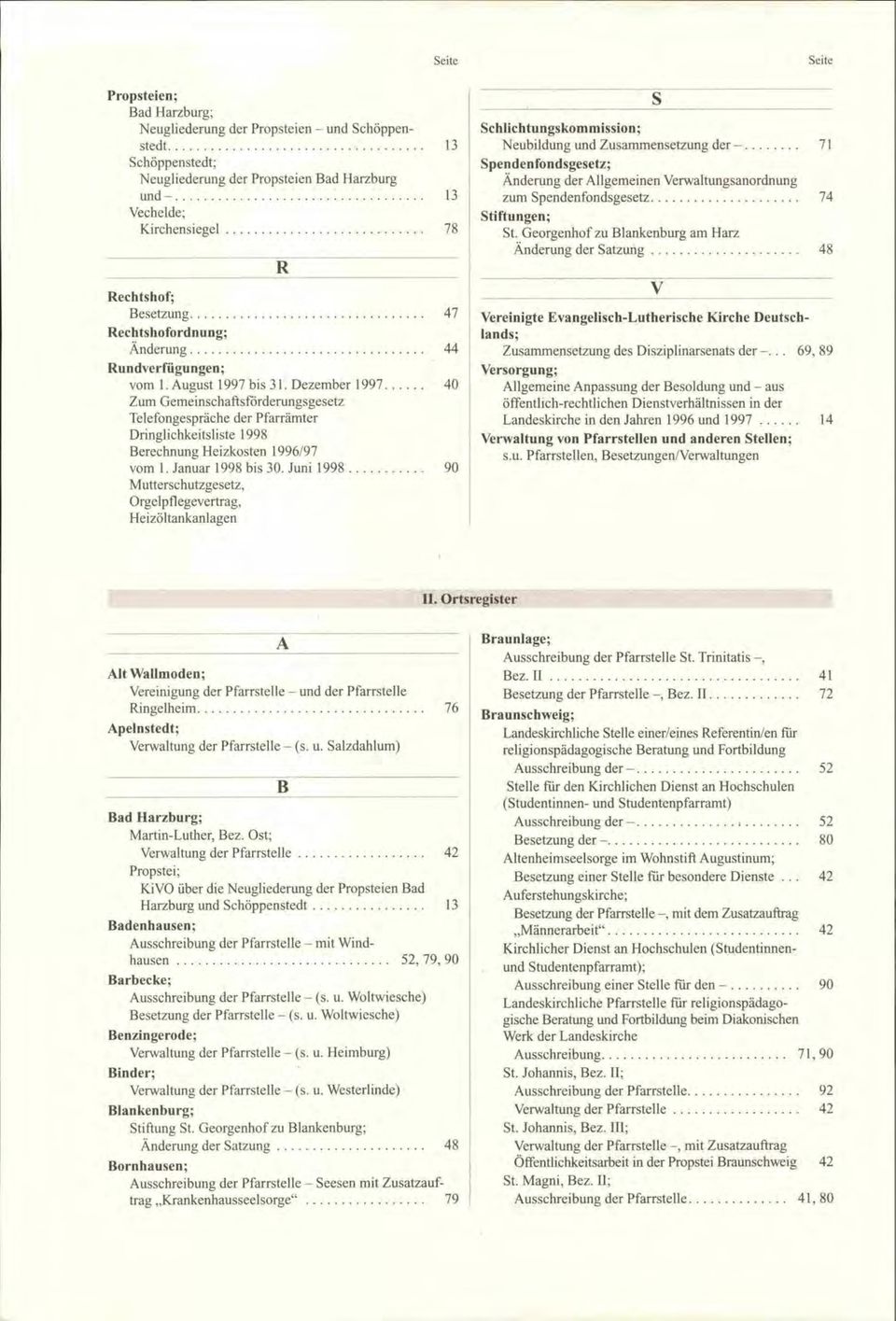 Dezember 1997 40 Zum GemeinschaftsfÖrderungsgesetz Telefongespräche der Pfarrämter Dringlichkeitsliste 1998 Berechnung Heizkosten 1996/97 vom 1. Januar 1998 bis 30.