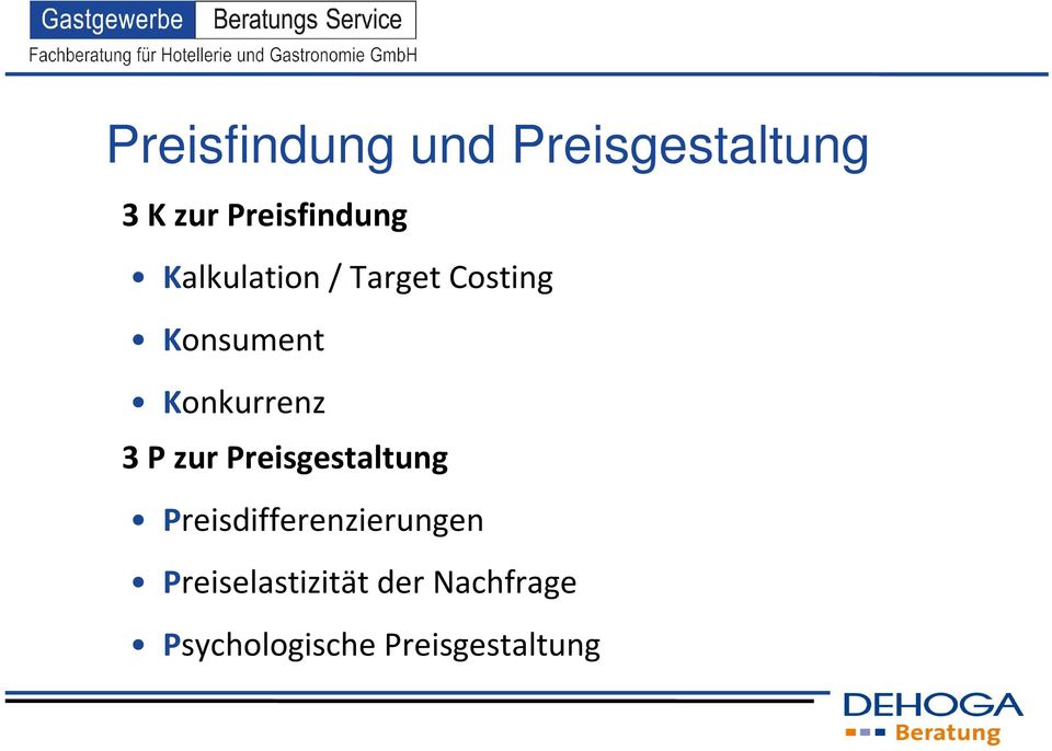 Konkurrenz 3 P zur Preisgestaltung