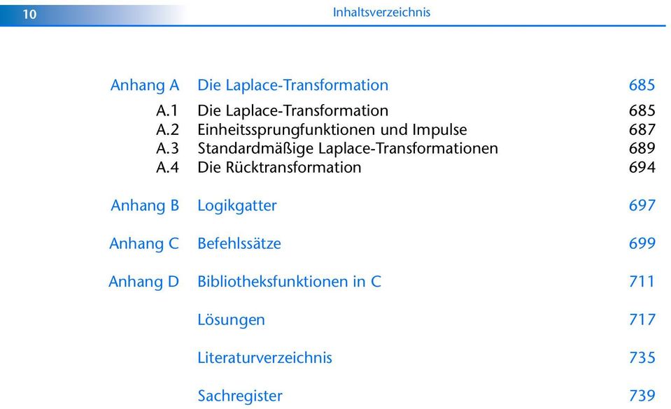 3 Standardmäßige Laplace-Transformationen 689 A.