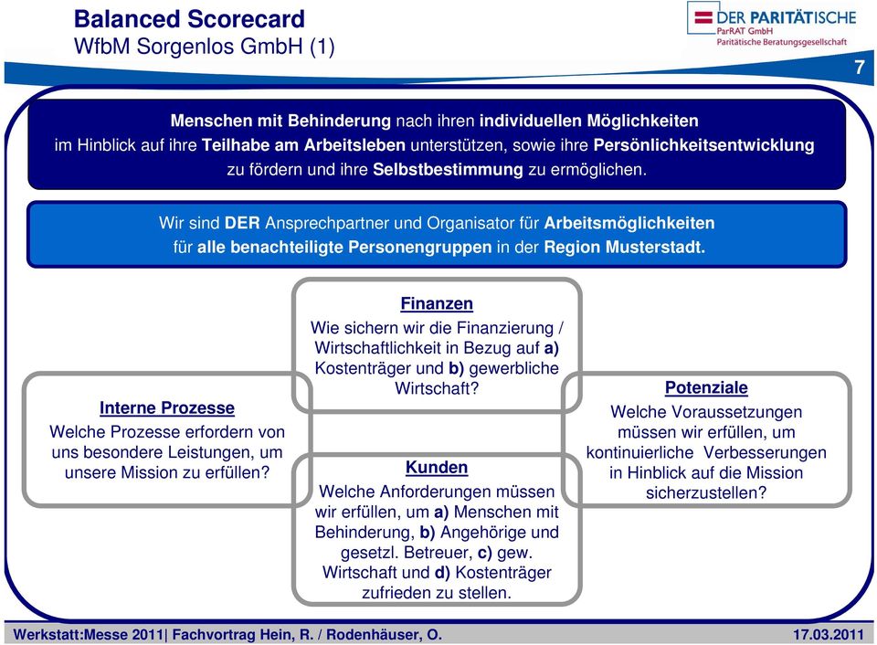 Wir sind DER Ansprechpartner und Organisator für Arbeitsmöglichkeiten für alle benachteiligte Personengruppen in der Region Musterstadt.