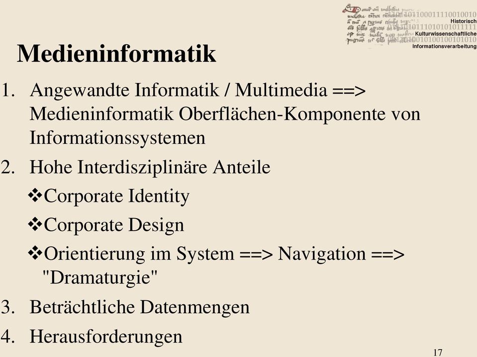 Oberflächen-Komponente von Informationssystemen 2.