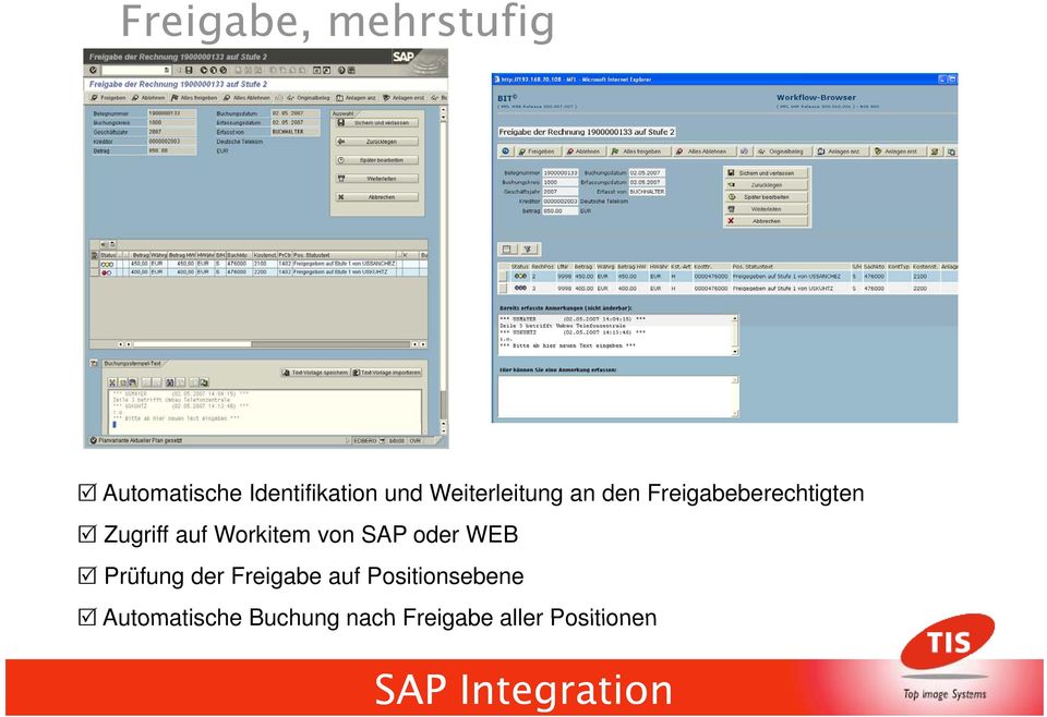 Workitem von SAP oder WEB Prüfung der Freigabe auf