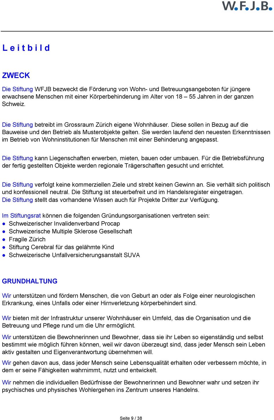 Sie werden laufend den neuesten Erkenntnissen im Betrieb von Wohninstitutionen für Menschen mit einer Behinderung angepasst. Die Stiftung kann Liegenschaften erwerben, mieten, bauen oder umbauen.