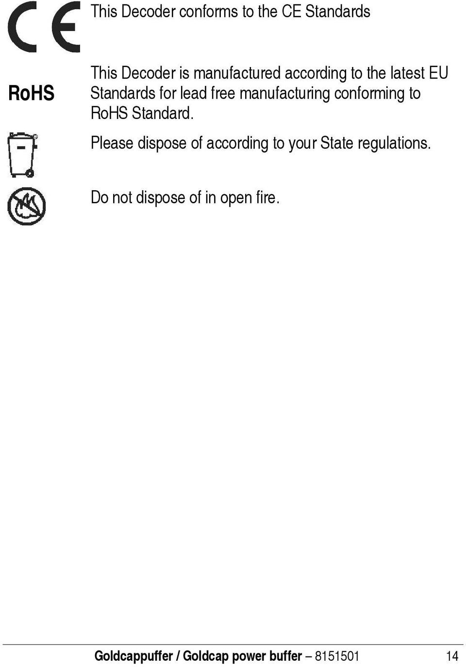 to RoHS Standard. Please dispose of according to your State regulations.