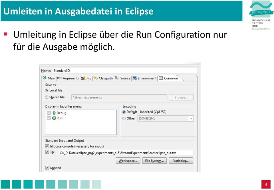 über die Run Configuration