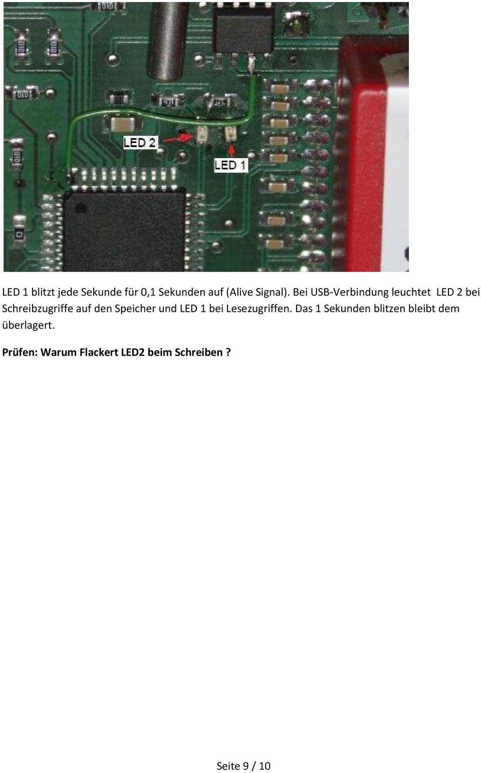 Speicher und LED 1 bei Lesezugriffen.